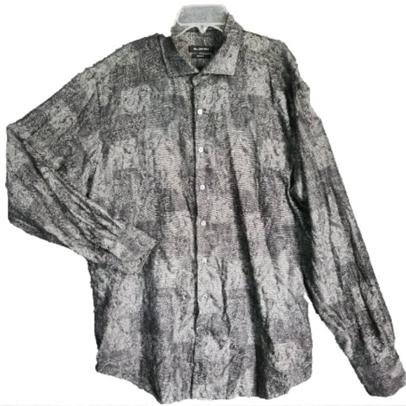 Bugatchi Other - Bugatchi Uomo Men Gray Button Down Shirt Paisley Classic Fit L/S Shirt XL
